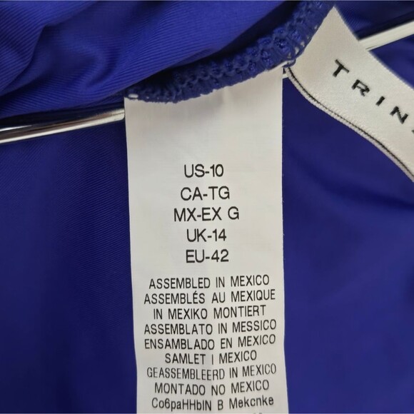 Trina Turk swimsuit size 10 Plunging neckline Blue Island Beach Resort Vacation - Picture 9 of 9